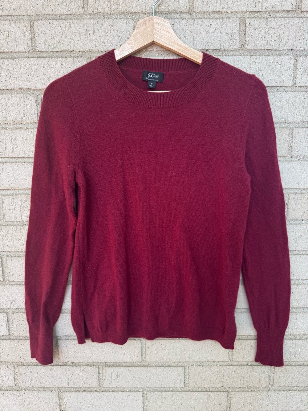 J. Crew Crewneck Wine Burgundy Red Cashmere Sweater Small